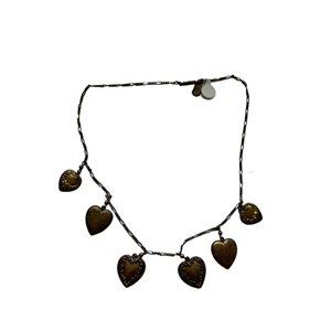 VTG Piddly Links Brass Romantic Etched Hearts Necklace